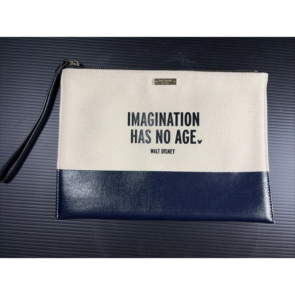 Kate Spade Disney ''Imagination Has No Age'' Walt Disney Canvas Zip Clutch 10”